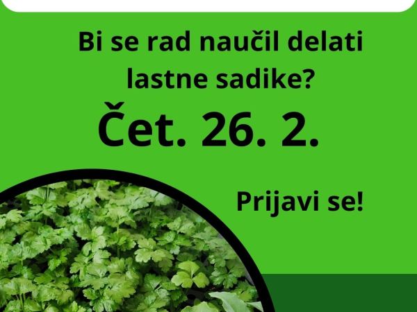 Delavnica - VZGOJA SADIK ZA ZAČETNIKE 